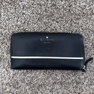 Kate Spade black and white zip around wallet